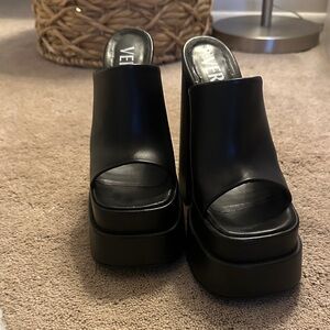 Black Platform Mules